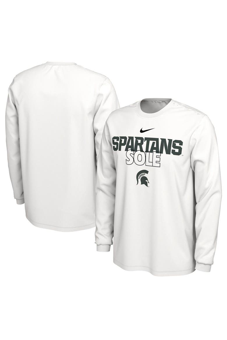 White Michigan State Spartans 2023 On Court Bench Long Sleeve T-Shirt, Main, color, White