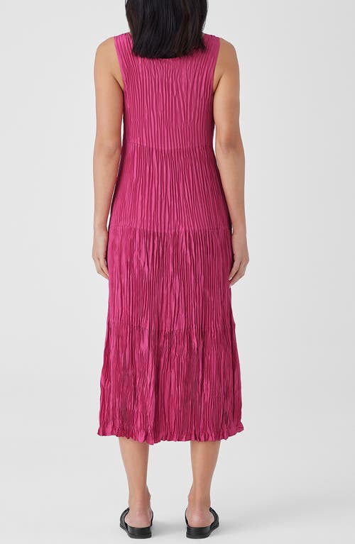 Eileen Fisher Crushed Silk Tiered Dress In Geranium In Geranium