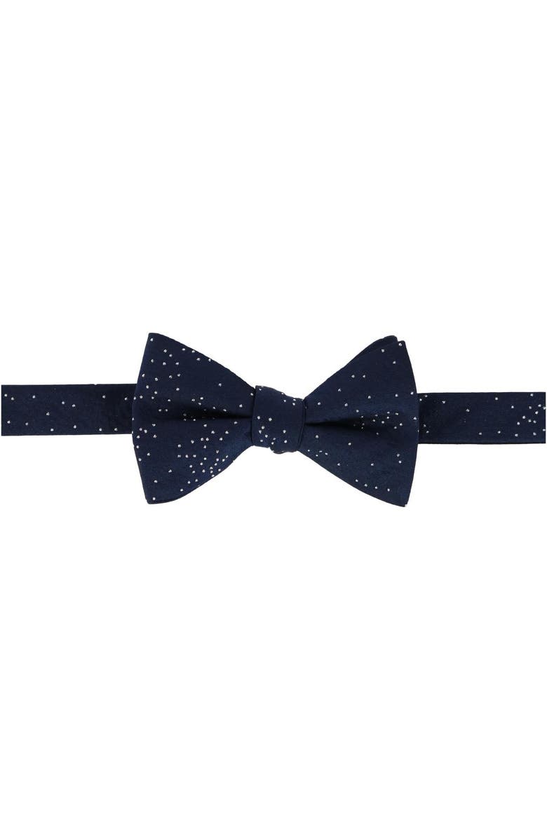 Trafalgar Mystere Metallic Star Light Silk Bow Tie, Main, color, Navy
