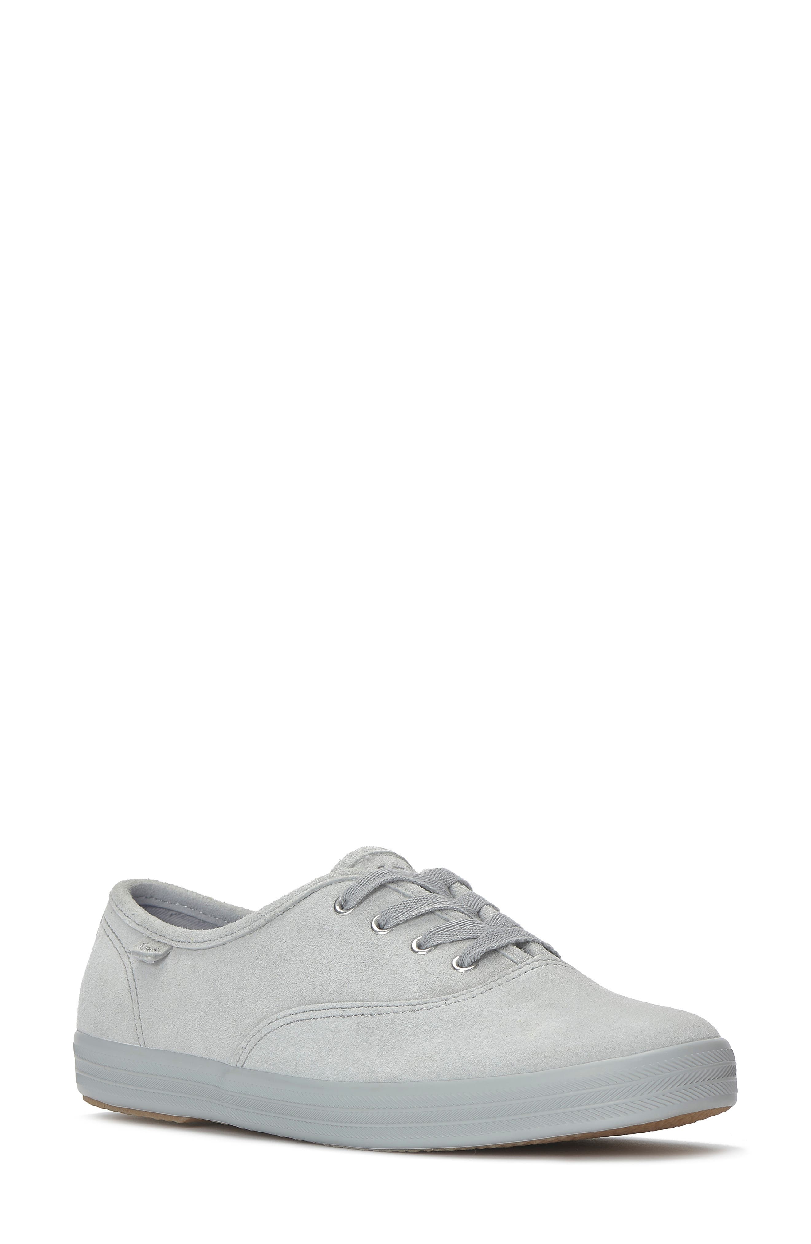 Keds<sup>®</sup> Champion Luxe Suede Low Top Sneaker, Main, color, Light Grey