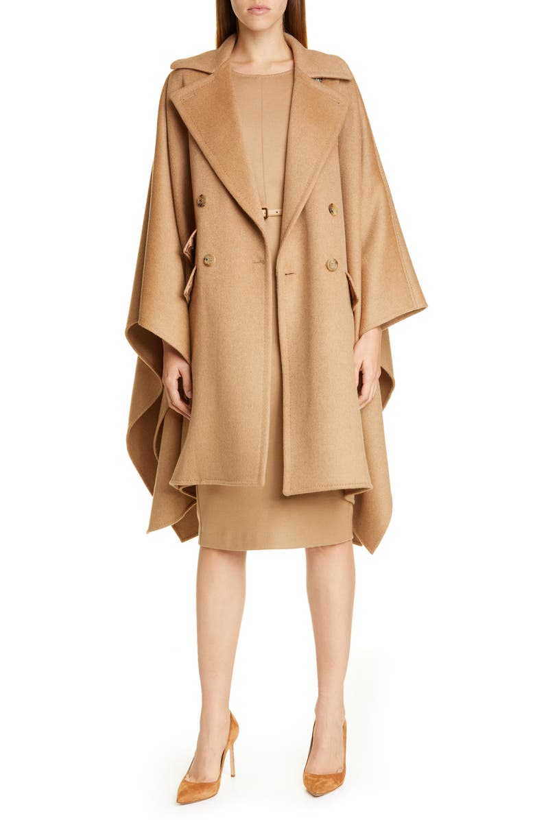 Max Mara Eureka Double Breasted Camel Hair Cape, Main, color,