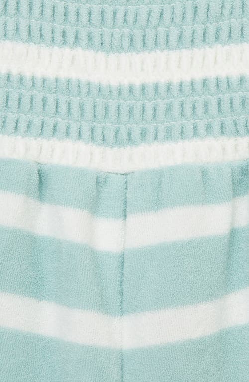 Shop Focus Aquatic Organic Cotton Blend Smocked Romper In Blue
