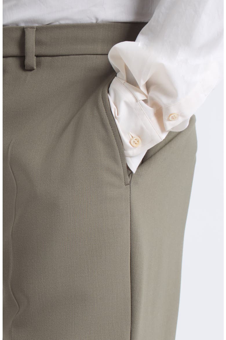 Virgin Wool Flat Front Trousers, Alternate, color, TAUPE