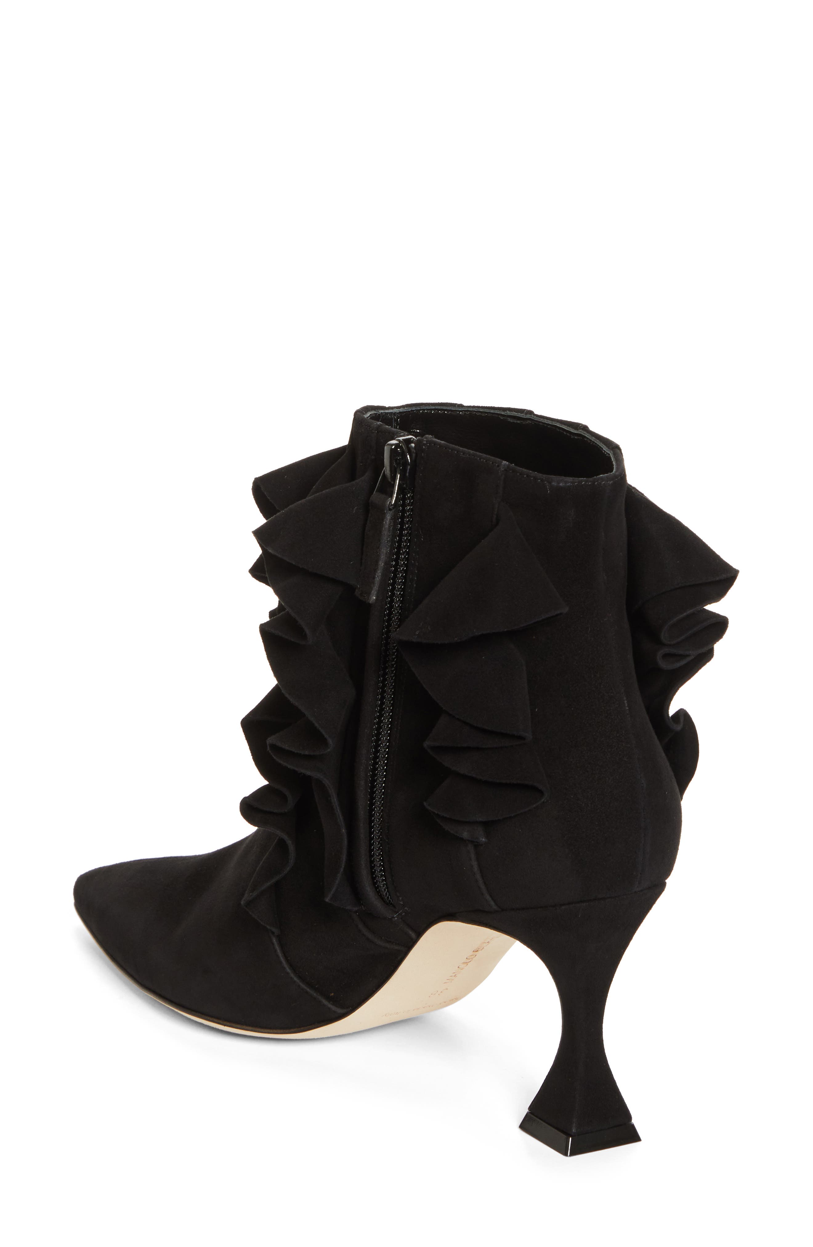 Manolo Blahnik Pompa Ruffle Pointed Toe Bootie, Alternate, color, 