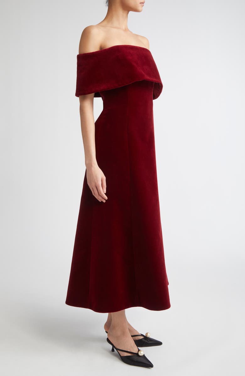 Emilia Wickstead Carita Off the Shoulder Velvet Gown, Alternate, color, Burgundy