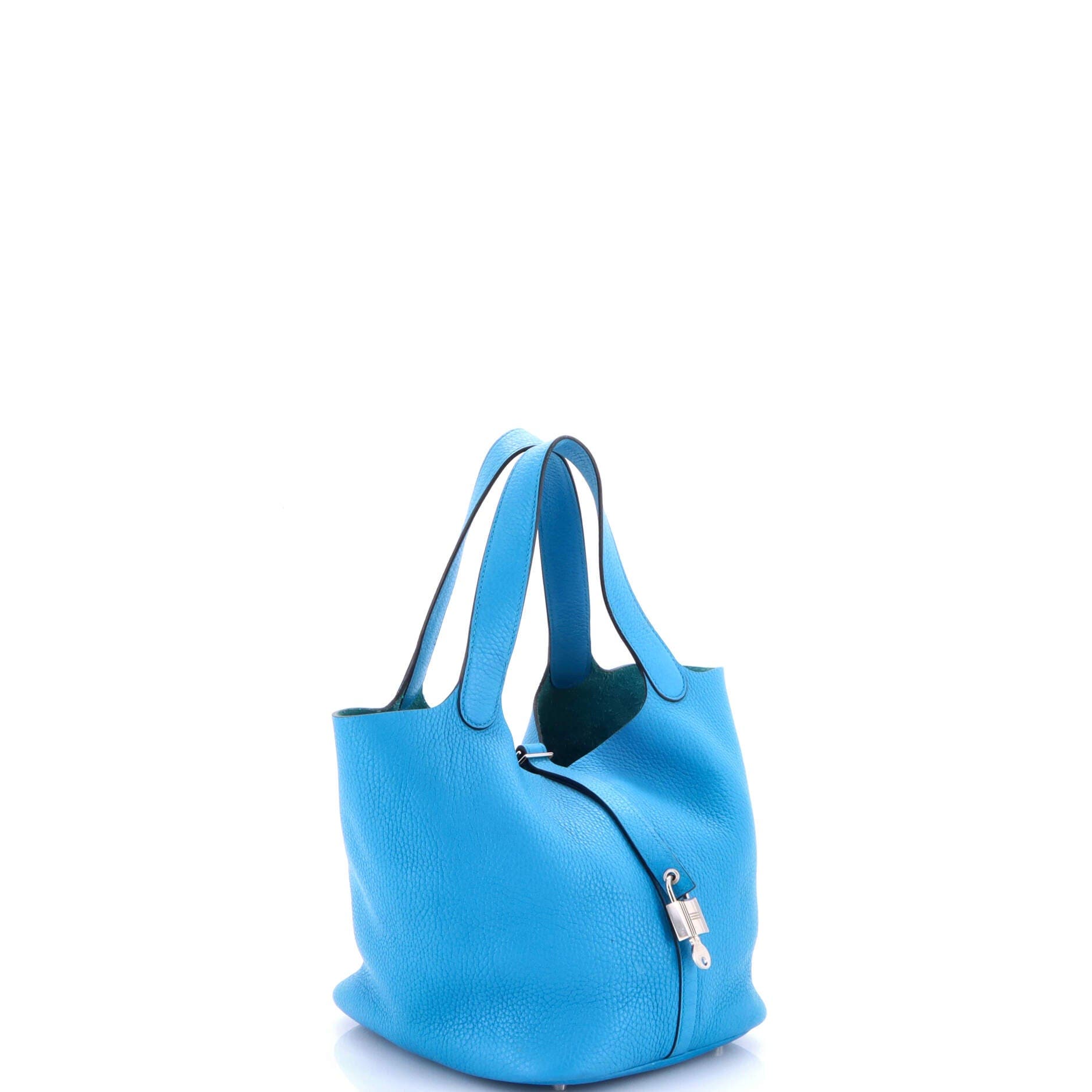 Pre-Owned Hermes Picotin Lock Bag Clemence MM, Alternate, color, Bleu Zanzibar
