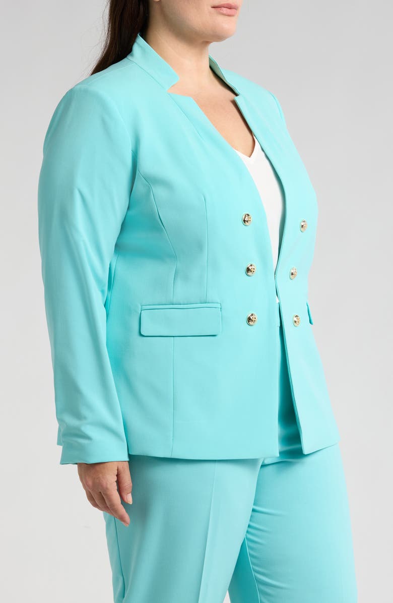 Tahari ASL Faux Double Breasted Blazer, Alternate, color, Turquoise