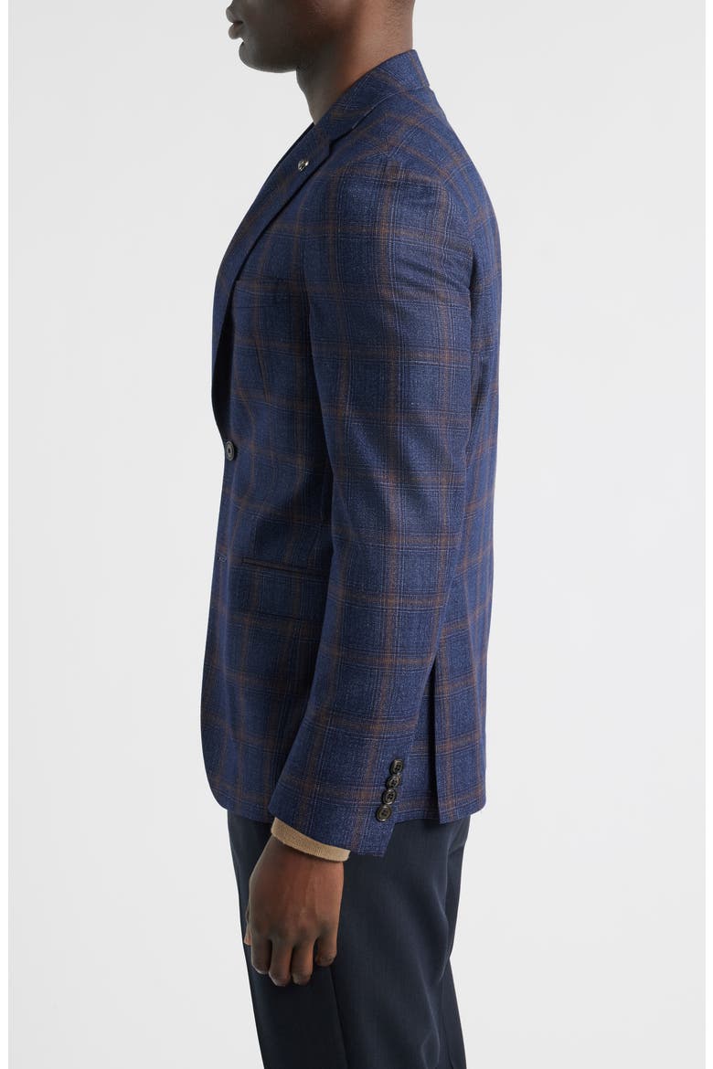 Midland Contemporary Fit Plaid Wool & Silk Blend Sport Coat, Alternate, color, NAVY