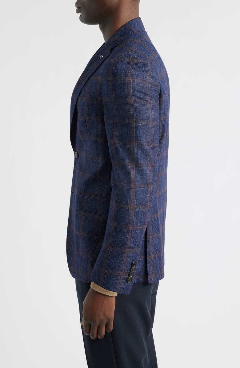 Jack Victor Midland Contemporary Fit Plaid Wool & Silk Blend Sport Coat, Alternate, color, Navy