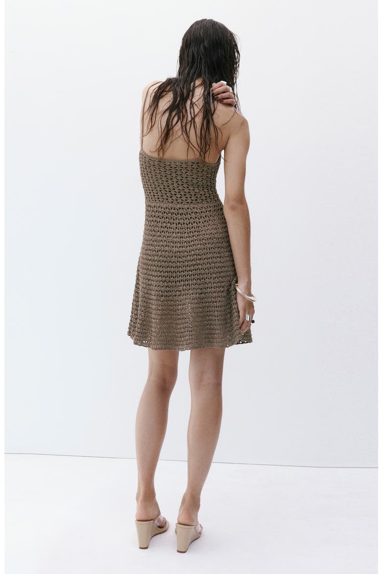 Crocheted Lurex Dress, Alternate, color, BROWN