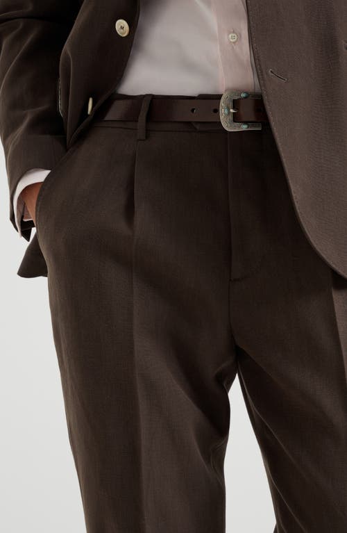 Brunello Cucinelli Linen Trousers In Brown