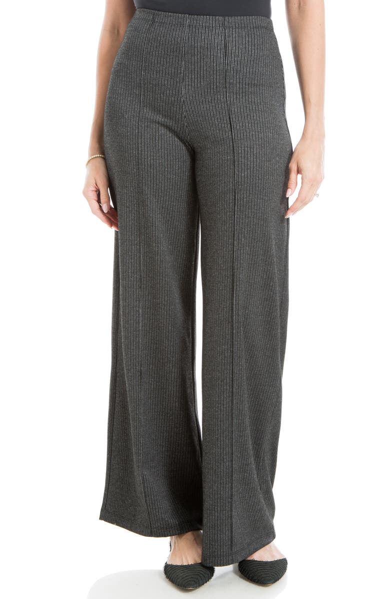 MAX STUDIO Herringbone Wide Leg Pants, Main, color, Black/ Charcoal