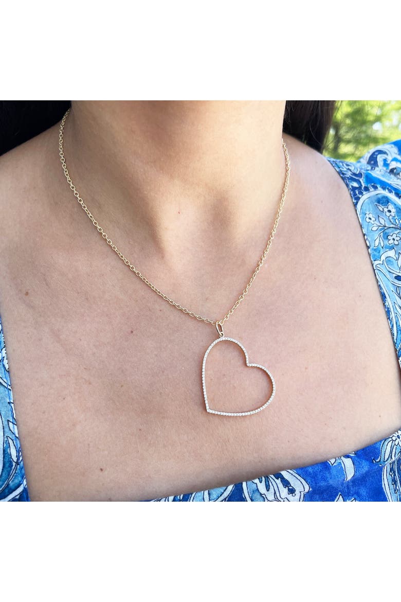 Open Diamond Heart Charm, Alternate, color, Yellow Gold