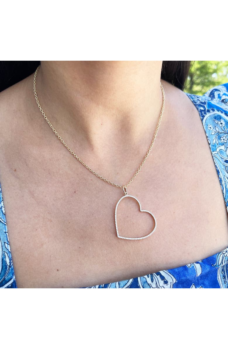 The Lovery Fine Jewelry Open Diamond Heart Charm, Alternate, color, Yellow Gold