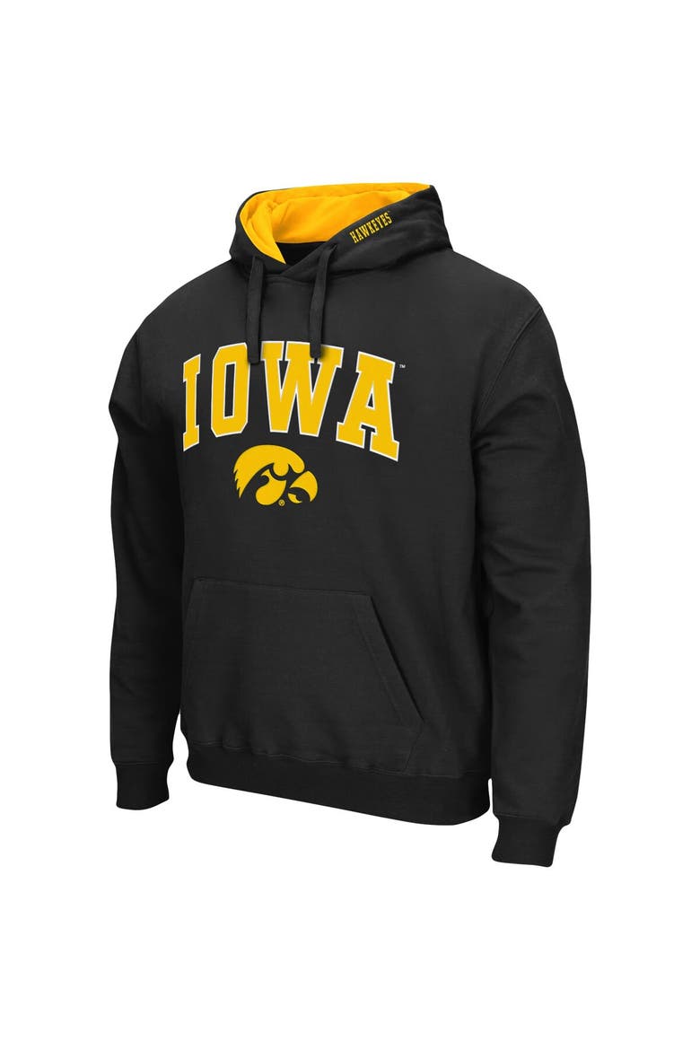 Men's Colosseum Black Iowa Hawkeyes Arch & Logo 3.0 Pullover Hoodie, Alternate, color, Black
