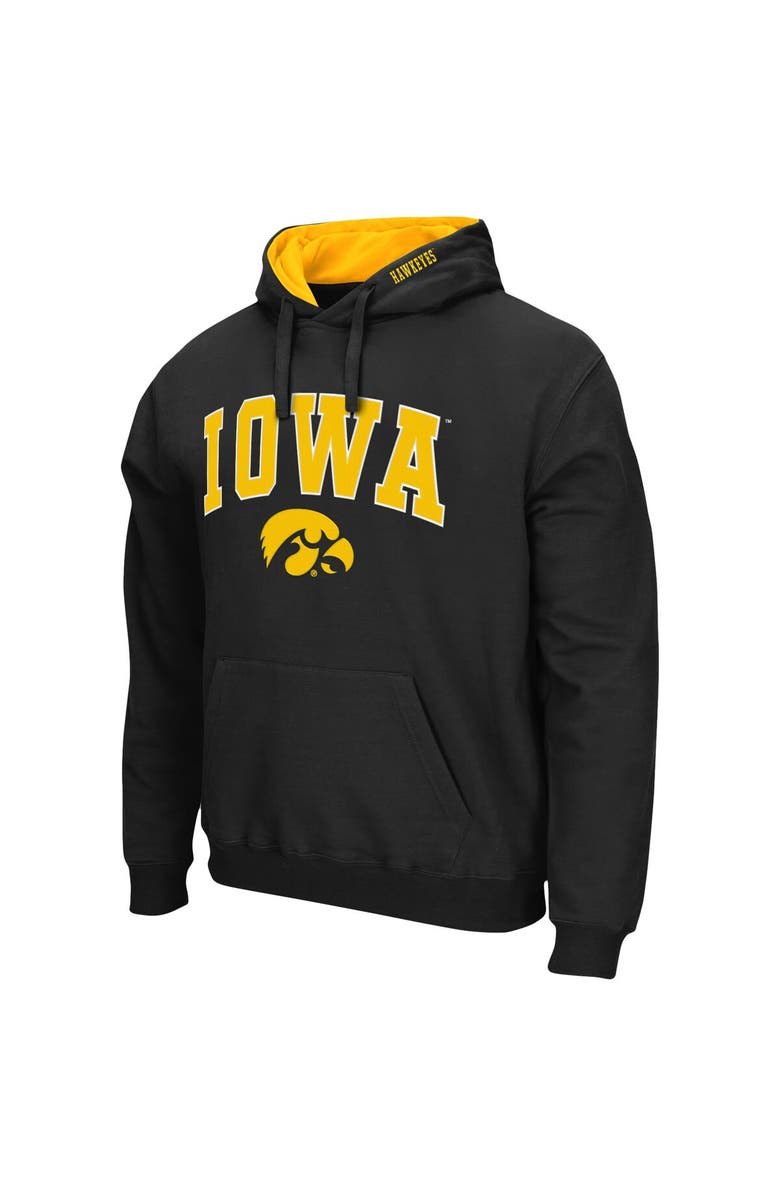 COLOSSEUM Men's Colosseum Black Iowa Hawkeyes Arch & Logo 3.0 Pullover Hoodie, Alternate, color, Black