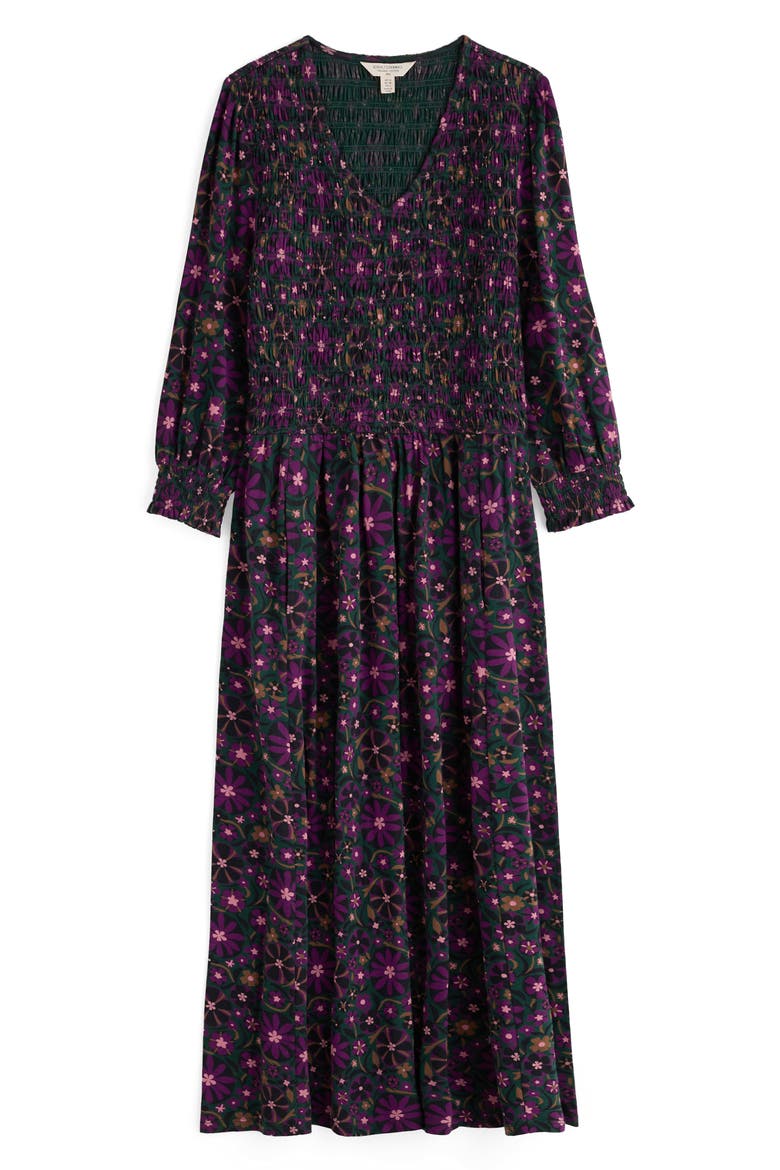 Sea Sound Floral Smocked Midi Dress, Alternate, color, FOLKY FLOWERS AMETHYST