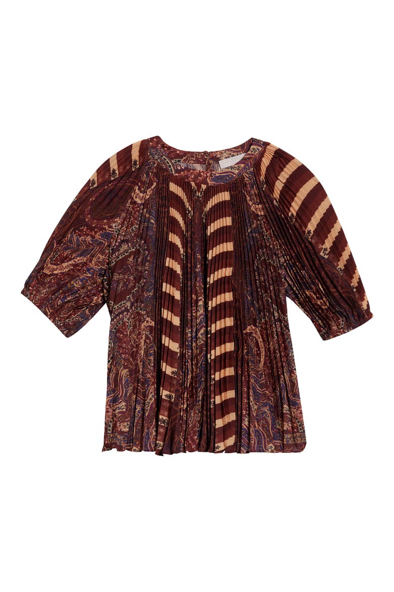 Dafne Pleated Top, Alternate, color, TOPAZ