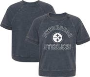 Outerstuff Girls Juniors Heather Charcoal Pittsburgh Steelers Cheer Squad Raglan T-Shirt