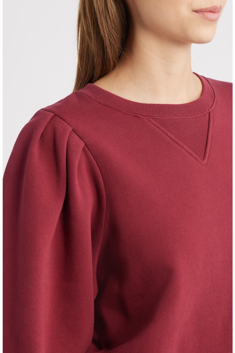 Tiffany Balloon Sleeve Cotton Sweatshirt, Alternate, color, MERLOT