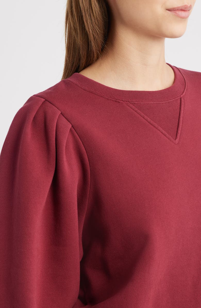 Rails Tiffany Balloon Sleeve Cotton Sweatshirt, Alternate, color, Merlot
