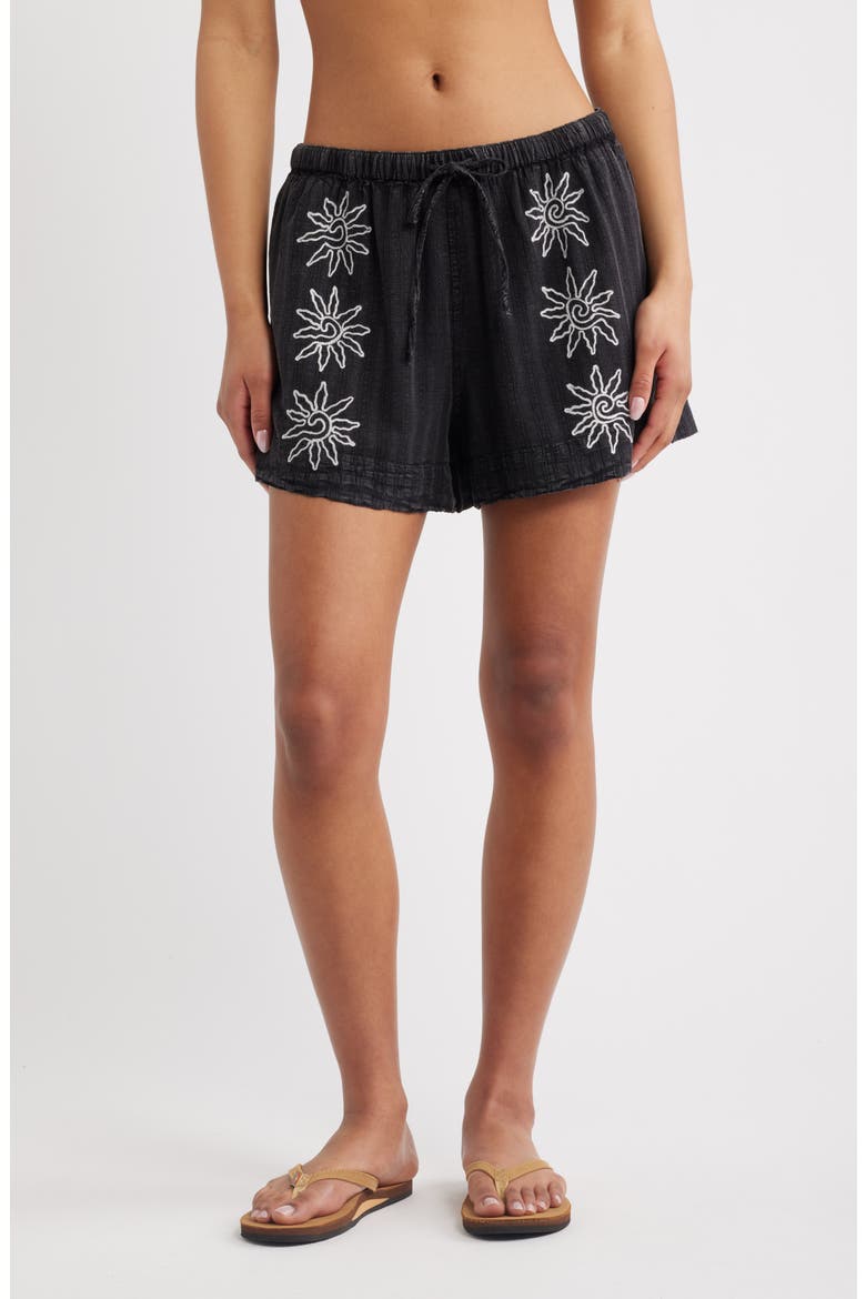 Topanga Embroidered Shorts, Main, color, BLACK