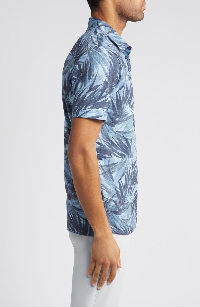 TravisMathew Forest Reserve Leaf Print Polo, Alternate, color, Dream Blue