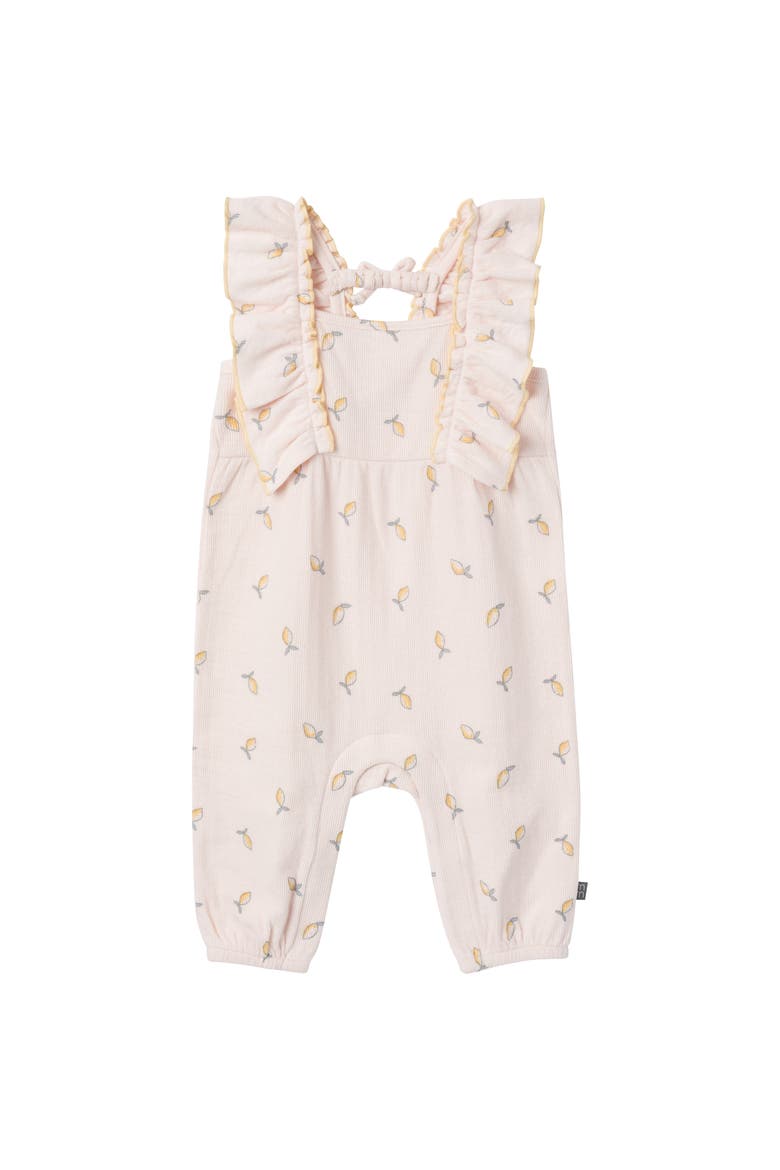 Ruffles Long Romper, Main, color, Rose Lemons