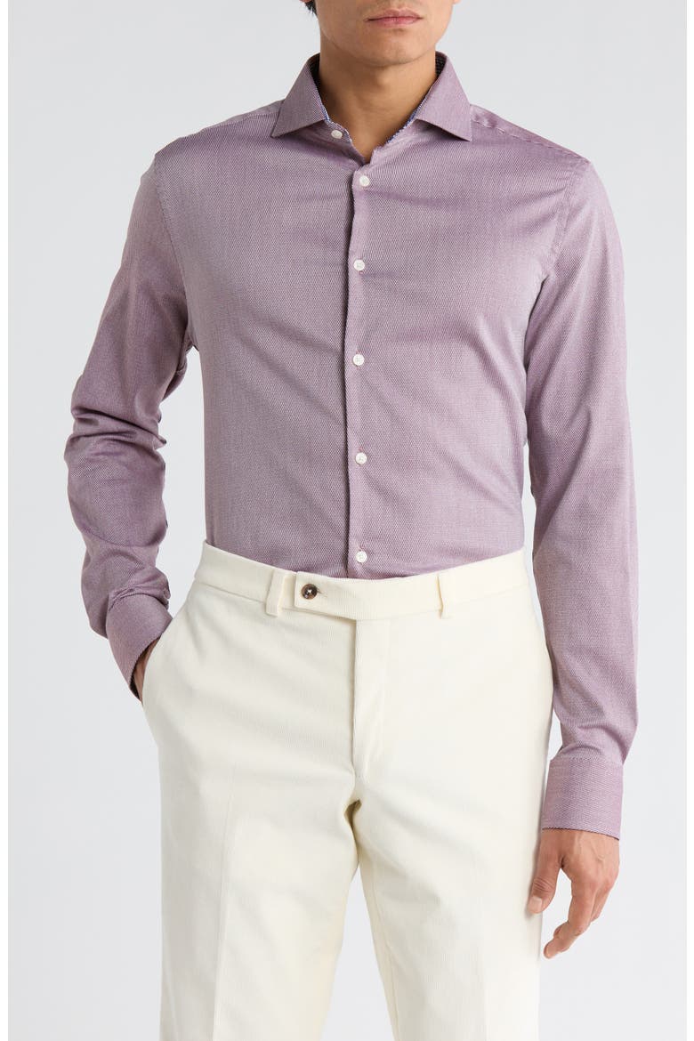 Slim Fit Four Season Performance Dress Shirt, Main, color, BERRY