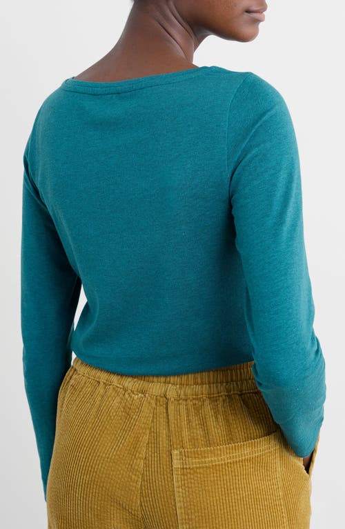 Seasalt Cornwall Easel Long Sleeve Stretch Organic Cotton Top In Blue