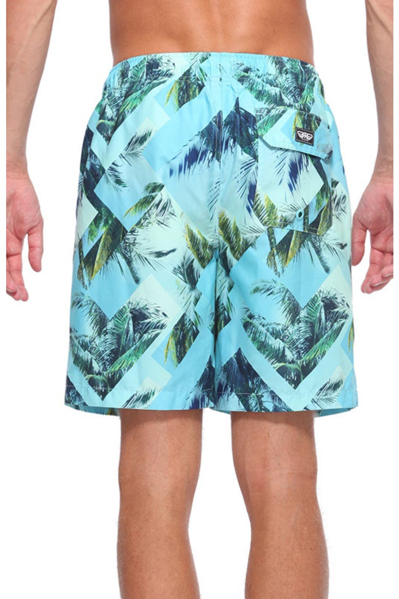 All-Day Comfort Mesh-Lined Swim Trunks, Alternate, color, Geometry palm