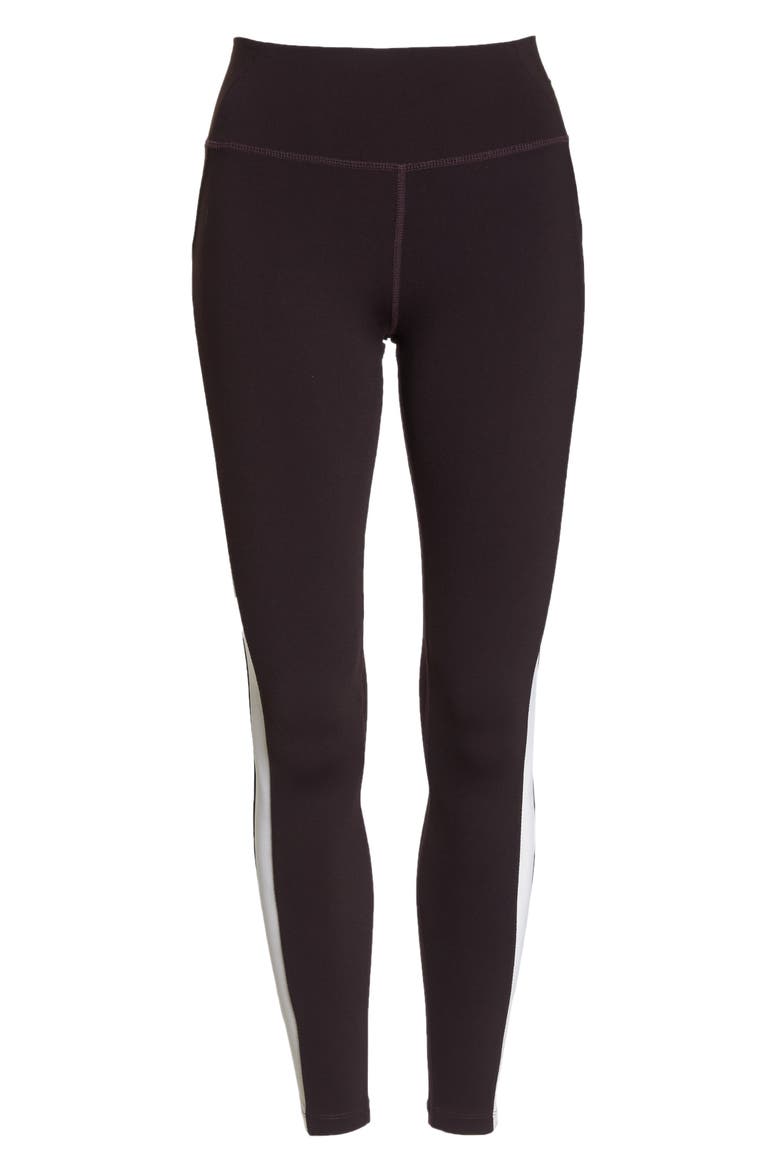 Midfield Leggings, Alternate, color, DARK WALNUT/ OFF WHITE