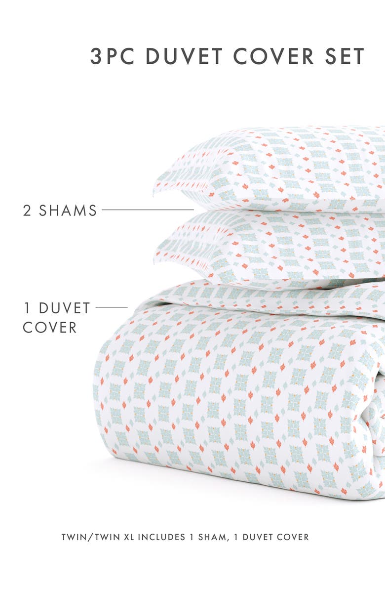 HOMESPUN HOME SPUN Premium Ultra Soft Lights in Blue Pattern 3 Piece Duvet Cover Set, Alternate, color, Aqua