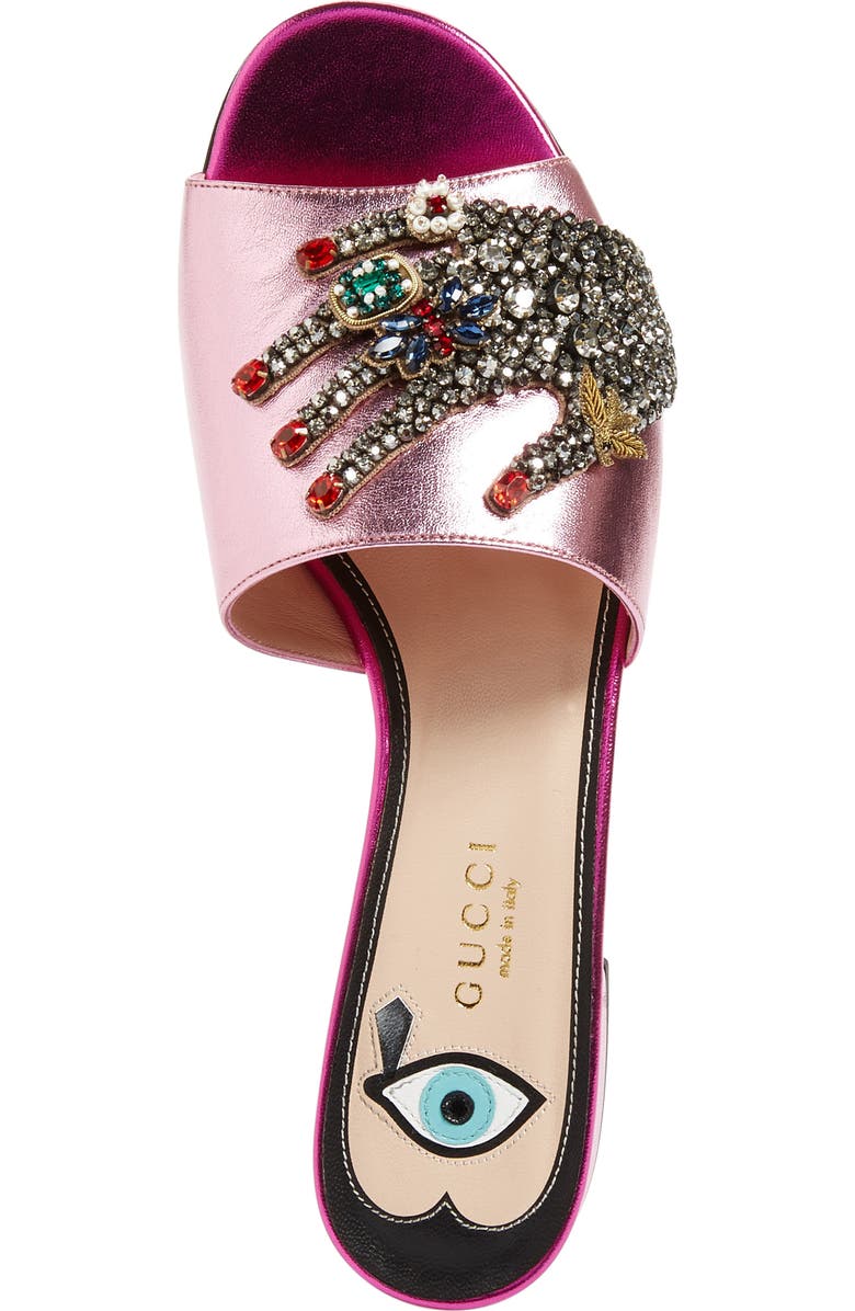 Gucci Wangy Embellished Slide Sandal, Alternate, color,