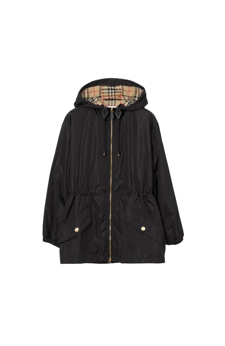 Burberry Nylon Hooded Jacket, Alternate, color, Black