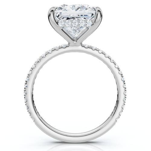 Bliss Diamond Certified 4 1/3ct Princess Cut Side Halo Engagement Ring 14k Gold/pt Lab Grown