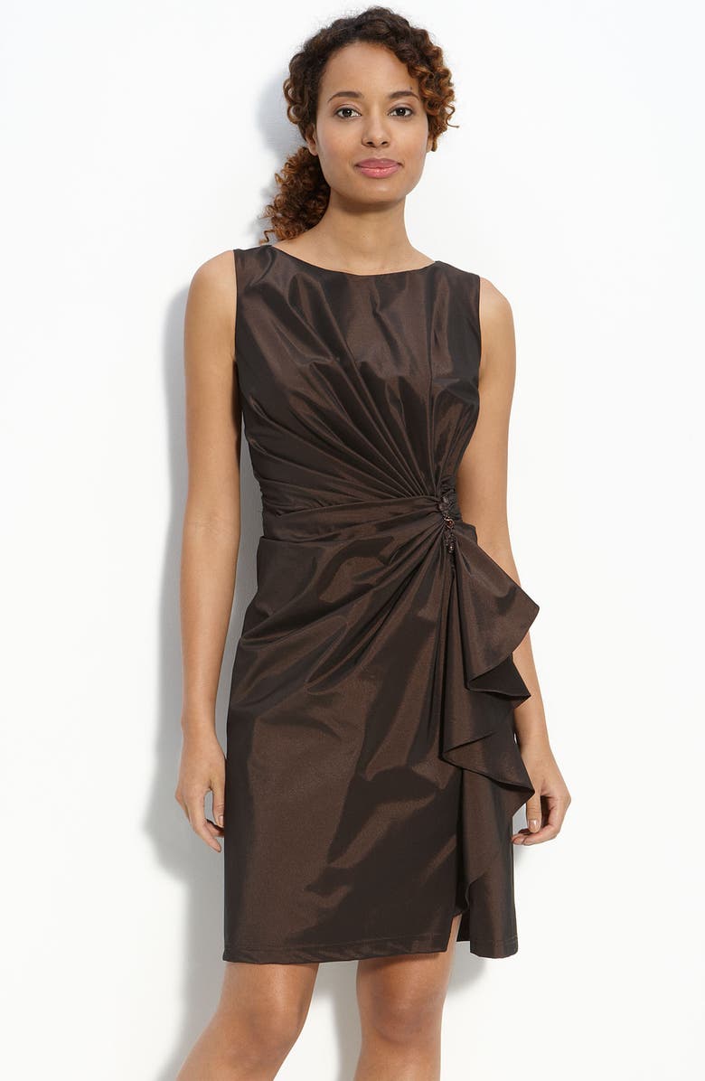 Tadashi Shoji Ruffle Front Taffeta Sheath Dress, Main, color, 