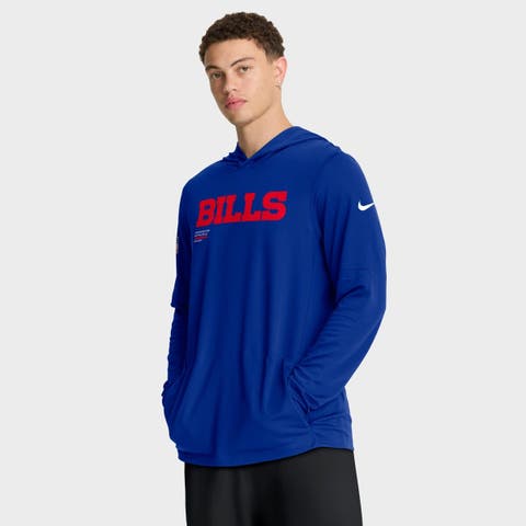 Men's Nike Royal Buffalo Bills Sideline Pure Fury Performance Long Sleeve Hoodie T-Shirt