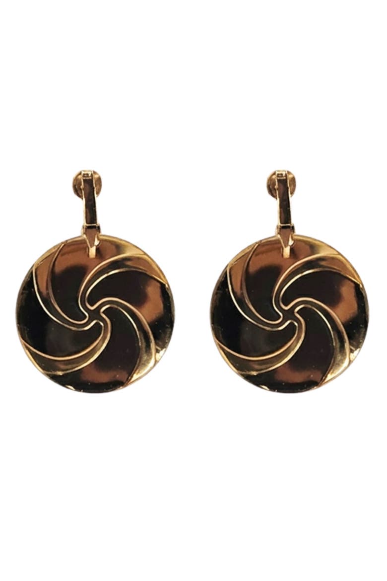 Vintage 1980s Gold Swirl Clip On Earrings, Alternate, color, Gold