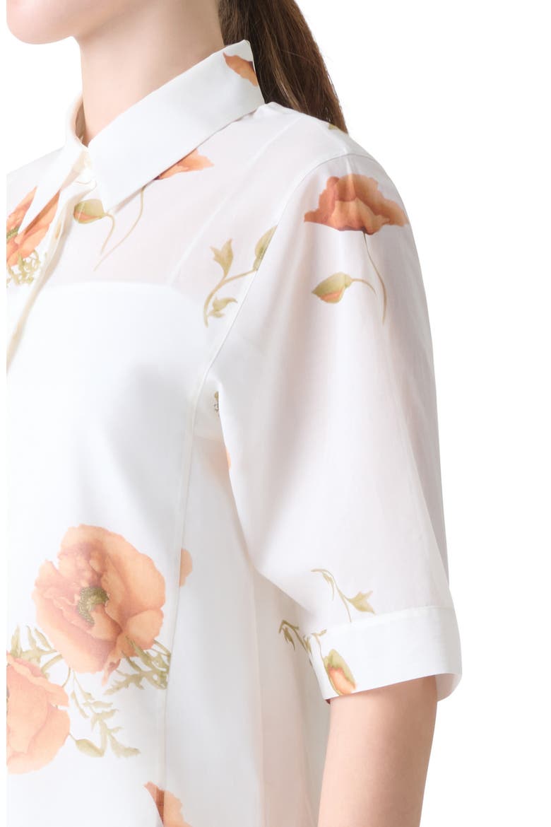 Poppy Print Short Sleeve Button-Up Shirt, Alternate, color, ECRU-TERRA