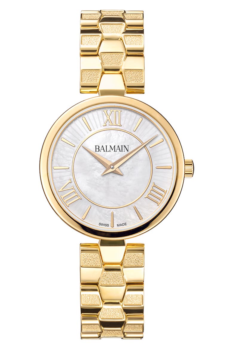 Mother-of-Pearl Stainless Steel Bracelet Watch, Main, color, GOLD/ STAINLESS STEEL