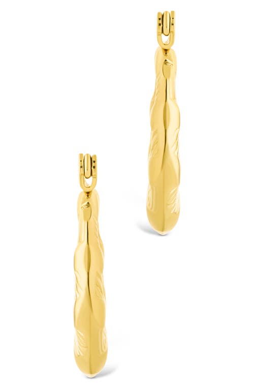 Sterling Forever Amaryllis Hammered Hoop Earrings In Gold