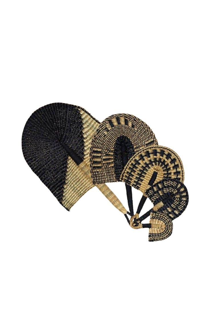 Quintet Ghanaian Fans - Set of 5, Main, color, Black & Natural