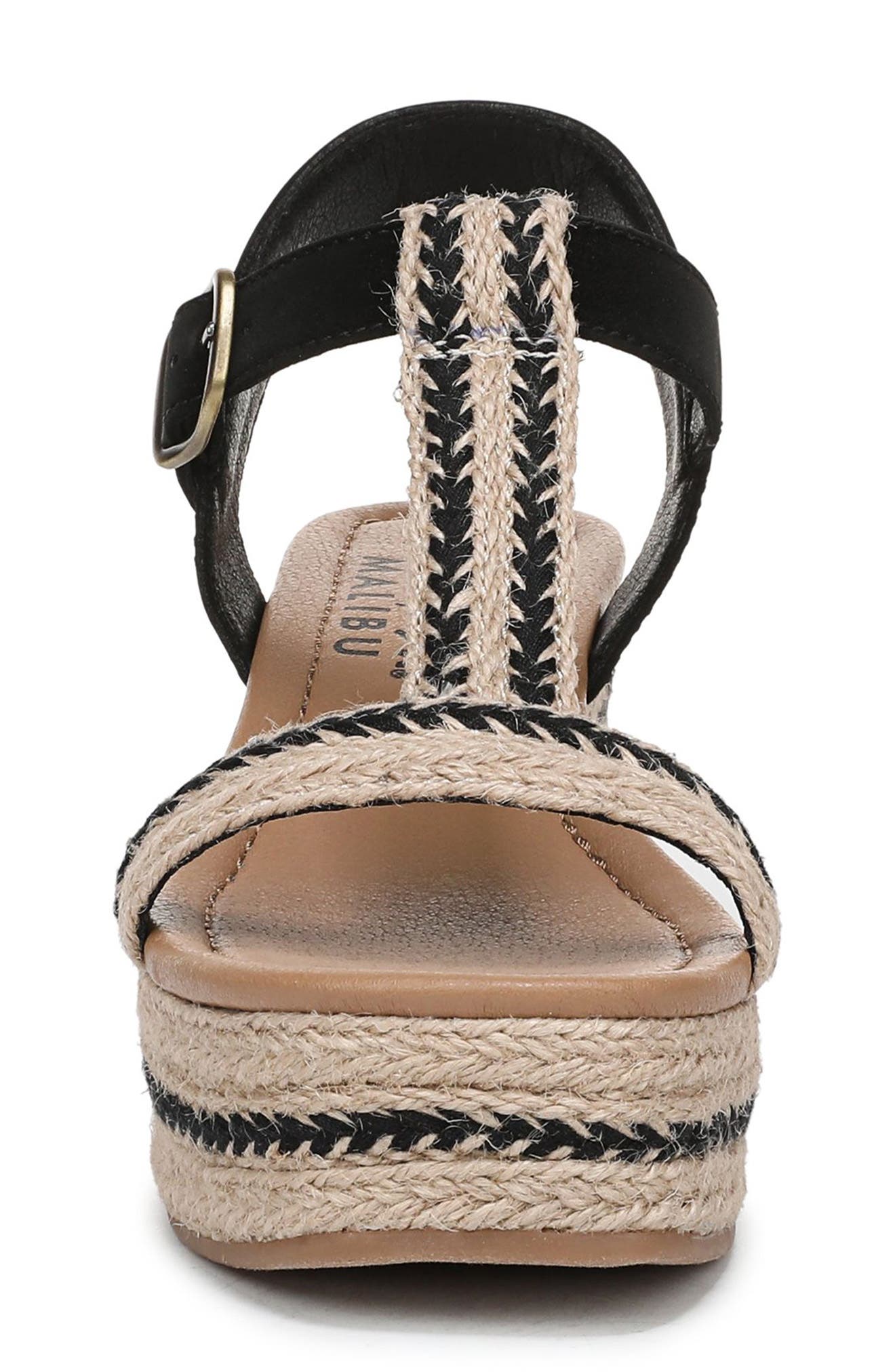 Blowfish Malibu Annika T-Strap Espadrille Wedge Sandal, Alternate, color, Natural Black Jute/ Nubuck
