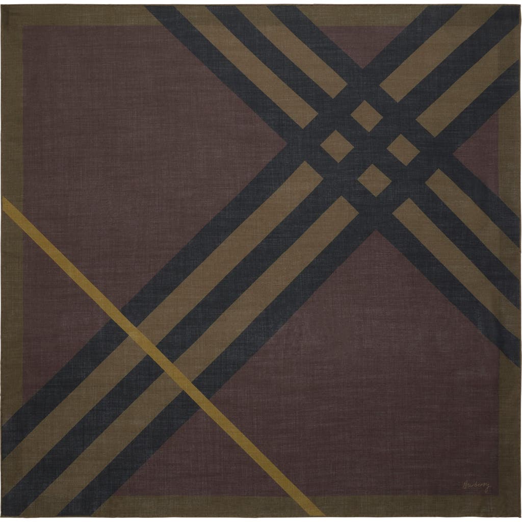 Burberry Check Cashmere Silk Scarf In Brown