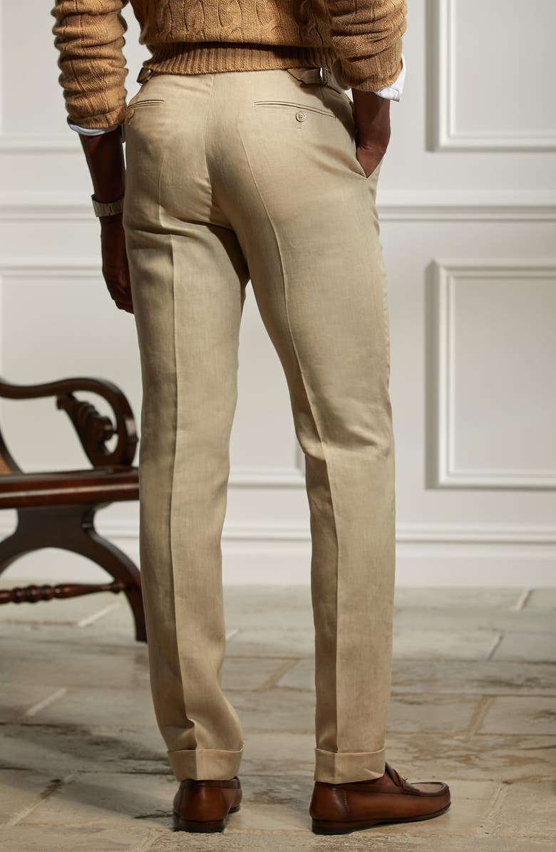 Ralph Lauren Purple Label Straight Leg Linen Trousers, Alternate, color, 