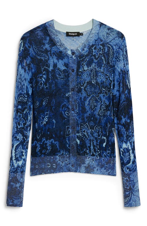 Desigual Thin Gauge Cardigan In Blue