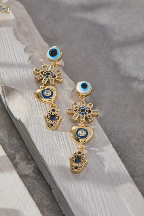 Alex And Ani Evil Eye Linear Earring In Gold