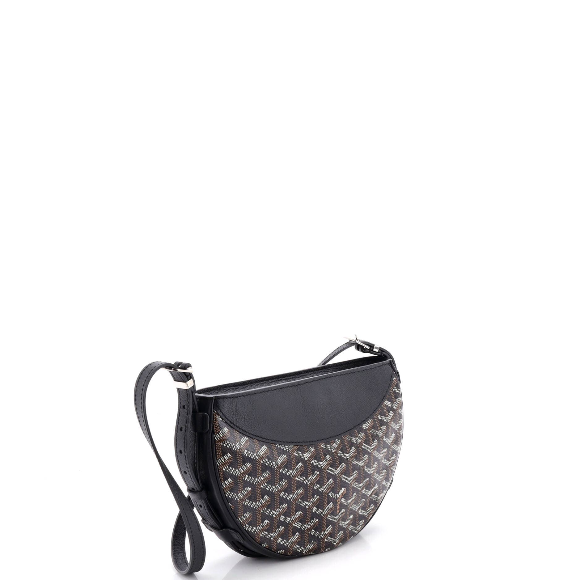 Hirondelle Shoulder Bag Coated Canvas and Leather, Alternate, color, Black
