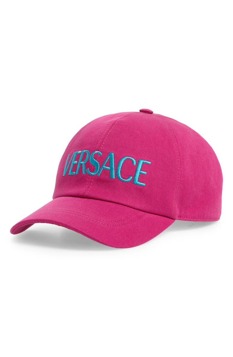 Versace Embroidered Logo Baseball Hat, Main, color, 